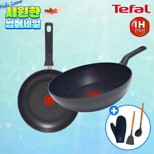 [테팔] 인덕션 델리커시 티타늄 프라이팬 24cm+멀티팬 28cm+[사은품] GF 우드 핸들 실리콘 뒤집개+국자+멀티 글러브 1P