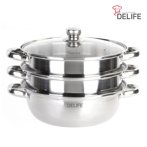 디라이프 스테인레스 인덕션 3단 찜전골냄비(28cm) DLA-SP28
