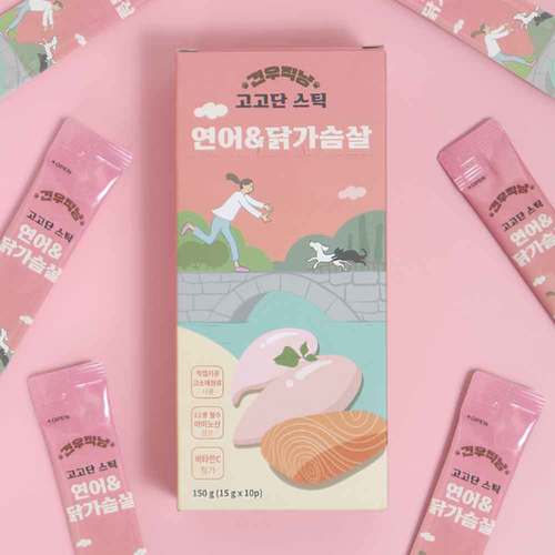견우직냥 고고단스틱 연어&닭가슴살(15g x10개입)*4ea