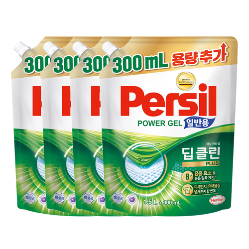 퍼실 파워젤 딥클린 플러스 1.5L+300ml 일반용 (증량팩) x 4개
