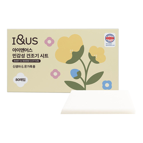 [아이앤어스] 민감성 건조기 시트_80매입_베이비웜코튼