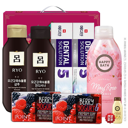 아모레 려샴푸180용기 린스180용기 메디안치약90g2P 해피바스바디워시200용기 애경포인트베리비누2P(7종)