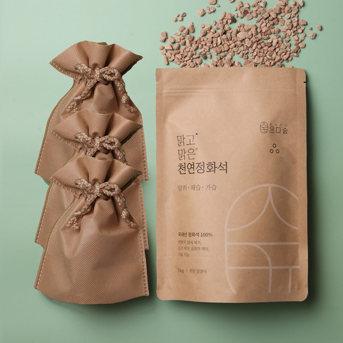 온다숲 숯보다 뛰어난 냄새먹는돌 제올라이트 1kg + 부직포M 3개