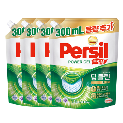 퍼실 파워젤 딥클린 플러스 1.5L+300ml 드럼용 (증량팩) x 4개