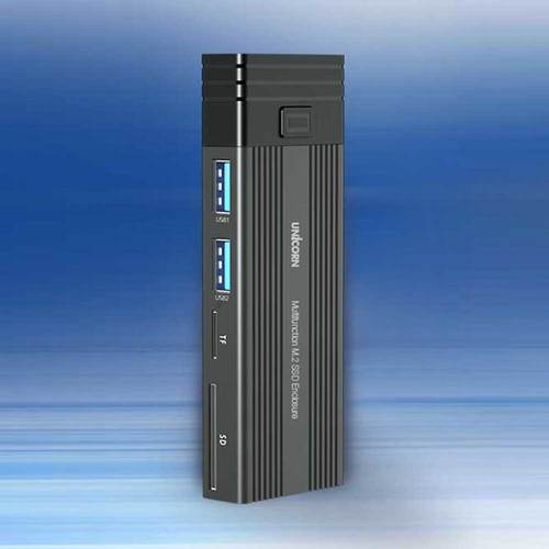 [유니콘] SM-900D USB허브 + 카드리더기 NVMe SATA M.2 SSD 듀얼외장케이스 멀티케이스SM-900D