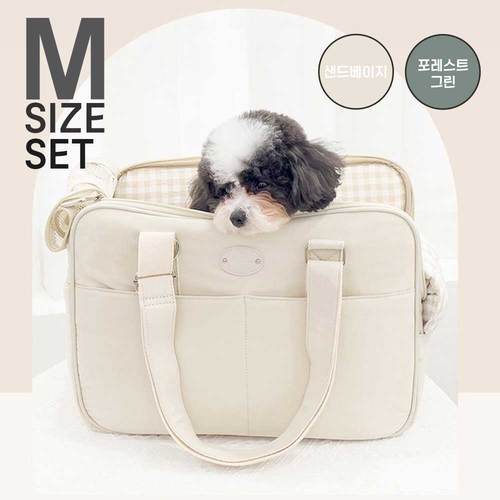 펫츠랜드 강아지 슬링백 이동 가방 모먼트 단품M +이너쿠션 SET