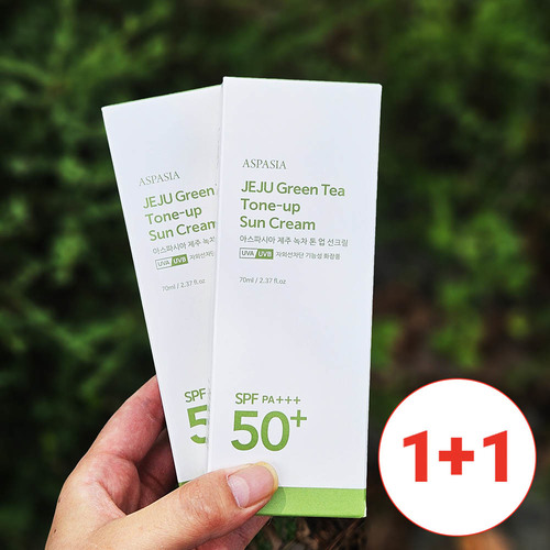 [아스파시아] 제주 그린티 톤업 선크림 70ml*2개
