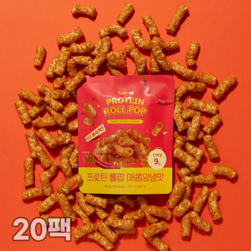 [푸드렐라] 프로틴 롤팝 매콤 양념 40g x 20팩