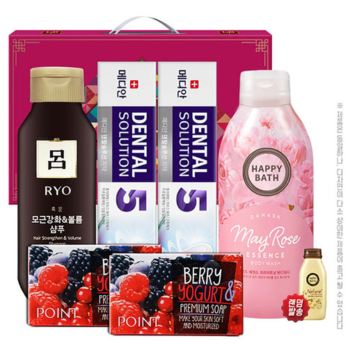 아모레 려샴푸180용기 메디안치약90g2P 해피바스바디워시200용기 애경포인트베리비누2P(6종)