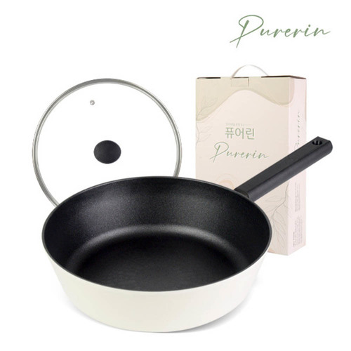 퓨어린 화이트 인덕션 (IH) 궁중팬(웍) 24cm + 유리뚜껑 24cm