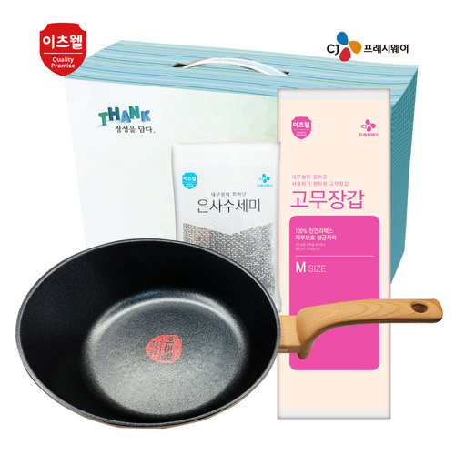 CJ 타원형 IH궁중팬 28cm, 은사수세미, 고무장갑 3종 세트