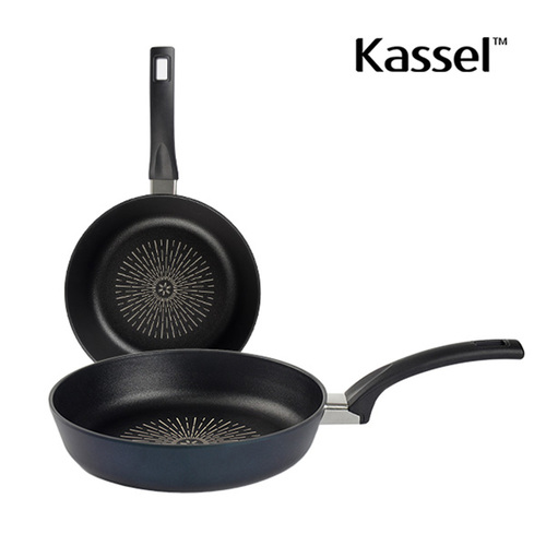 카셀 국내생산 블루 라이트 인덕션 (IH) 프라이팬 2종 C 세트(프라이팬24cm+ 궁중팬 24cm)