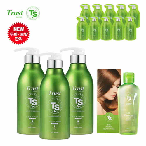 TS샴푸 트러스트 TS 샴푸 500ml×3개+TS 실크 케라틴 헤어 에센스 170ml+프리미엄 샴푸 6ml×10개
