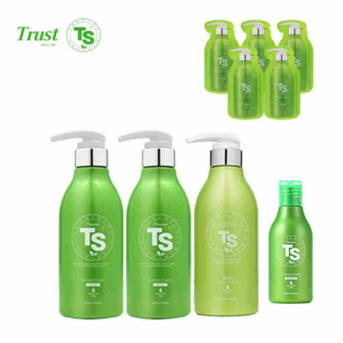 TS샴푸 프리미엄 TS 샴푸 500ml×2개+프리미엄 TS 샴푸 100ml+올리브 TS 트리트먼트 500ml+프리미엄 샴푸 6ml×5개