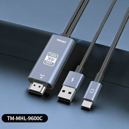 [유니콘] USB C타입 to HDMI 4K 60Hz 미러링케이블 스마트폰 동시충전 TM-MHL-9600C