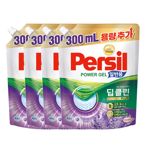 퍼실 라벤더 딥클린 플러스 1.5L+300ml 일반용 (증량팩) x 4개