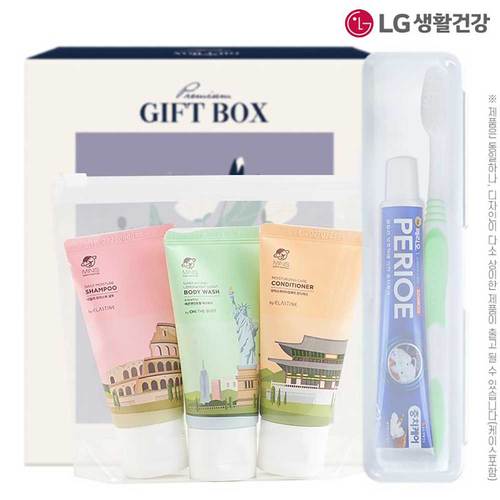 엘지 여행용5종1호(샴푸,린스,바디,(PP,투명)엘지 페리오치약50g 미세모칫솔세트)