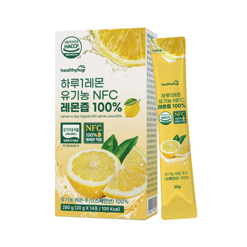 헬씨허그 하루 1레몬 유기농 NFC 레몬즙 100% 20g x 14포