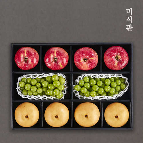 [미식관] 스페셜 과일혼합세트 1호(사과400g*4과+배 620g*4과+샤인2수 1.3kg)총 5.4kg내외