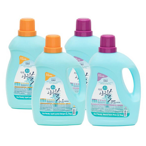 착한버블 친환경 세탁세제&유연제세트 4P(세제 3.1kg 2p+유연제3.1kg2P)