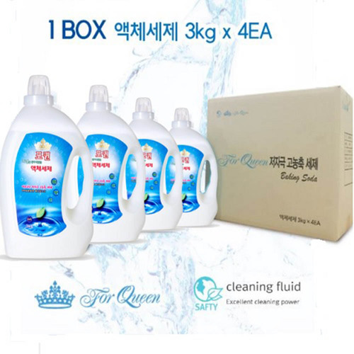 포퀸 저자극 고농축 천연 EM 액체 세탁세제 3L 대용량 (4개) 총12,000ml