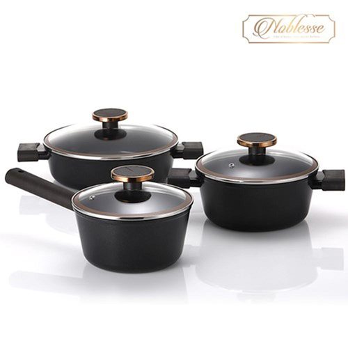 네오플램 엑스트리마 코팅 인덕션 노블레스 냄비 3종세트 (18편수, 20양수, 24전골)
