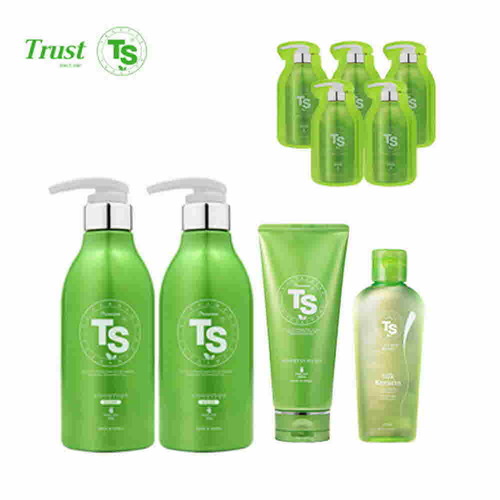 TS샴푸 프리미엄 TS 샴푸 500ml×2개+프리미엄 TS 트리트먼트 200m+TS 실크 케라틴 헤어 에센스 170ml+프리미엄 샴푸 6ml×5개