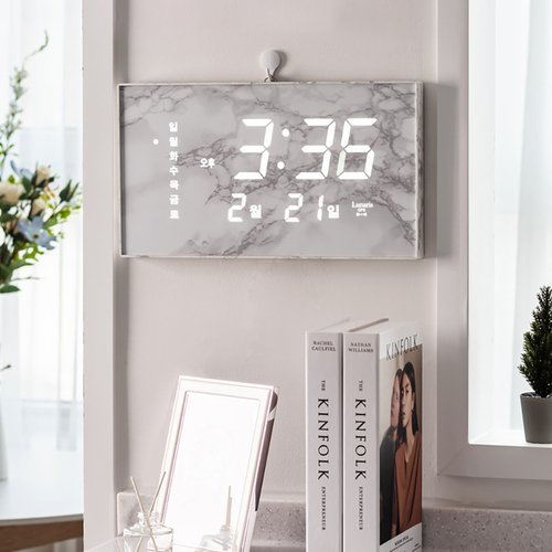 국산 루나리스 GPS수신 LED 벽시계 비앙코 36cm