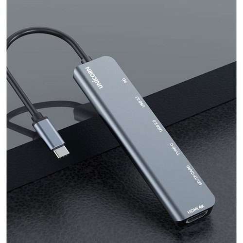 유니콘 C타입 7in1 HDMI 멀티 USB3.1 허브 4K 미러링 PD 87W 충전 지원 알루미늄 TCH-P40