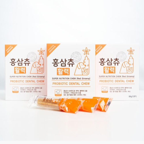 보약먹는강아지 덴탈껌 홍삼 츄 활력 치석제거 종합영양 간식