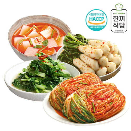 한끼식당 우리 농산물 100% 김치 실속 4종세트(포기김치1kg,청양열무김치1kg,고추씨총각김치1kg,나박김치1kg)