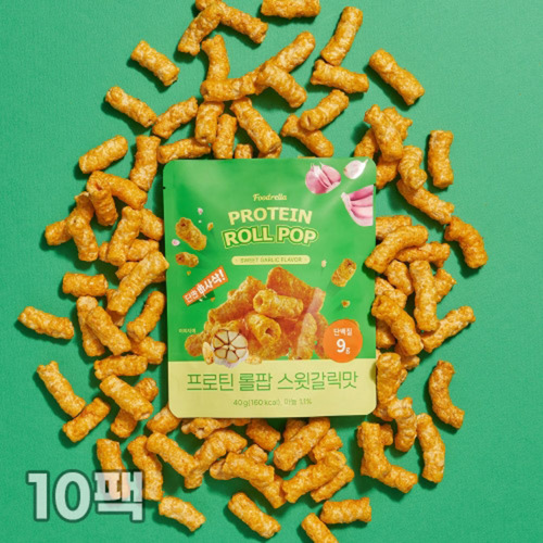 [푸드렐라] 프로틴 롤팝 스윗 갈릭 40g x 10팩