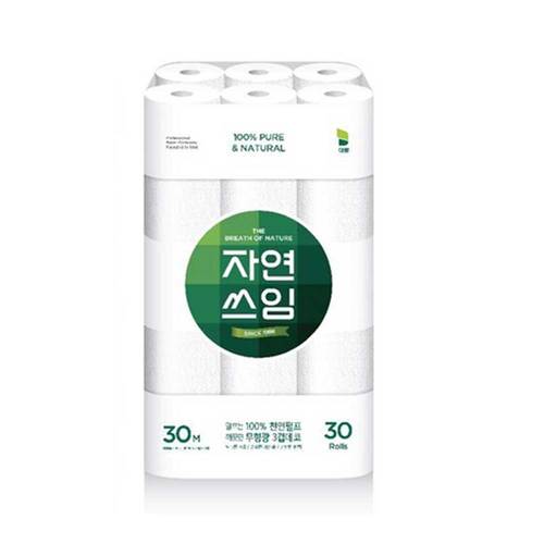 자연쓰임 천연펄프 화장지 그린 3겹 30m 30롤 1팩 [광폭 106mm]