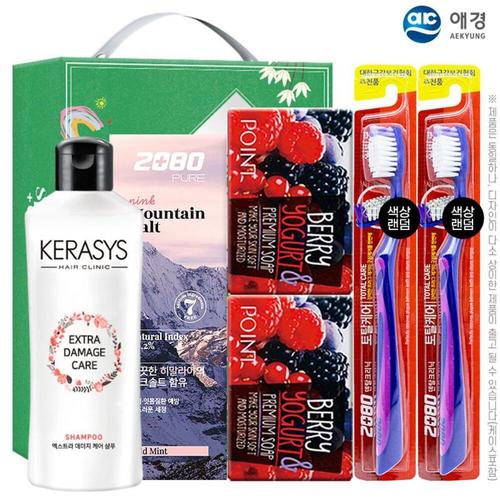 애경 케라시스샴푸180용기 2080히말라야핑크솔트치약 포인트베리비누2P 2080토탈케어칫솔2P(6종)