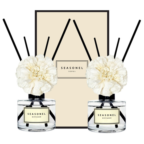 시즈넬 플라워 디퓨저 120ml 더블 선물세트 지니아_화이트