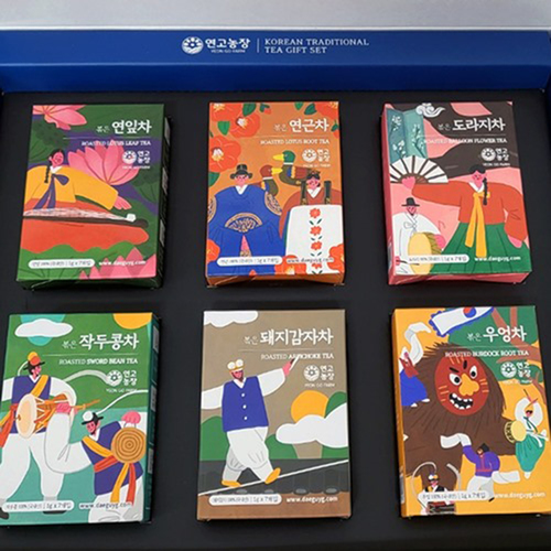 연고농장 한국 전통차 선물세트 6종 (연근차,작두콩차,돼지감자차,연잎차,우엉차,도라지차)
