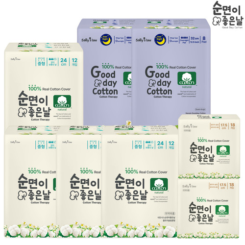 샐리의 법칙 순면이좋은날 중형12p 4팩+오버나이트8p 2팩+롱라이너18p 2팩