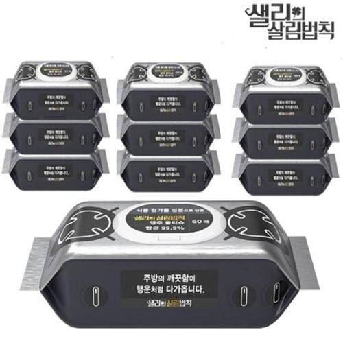 샐리의살림법칙 99.9%항균 행주물티슈 60매 캡형 x 10팩