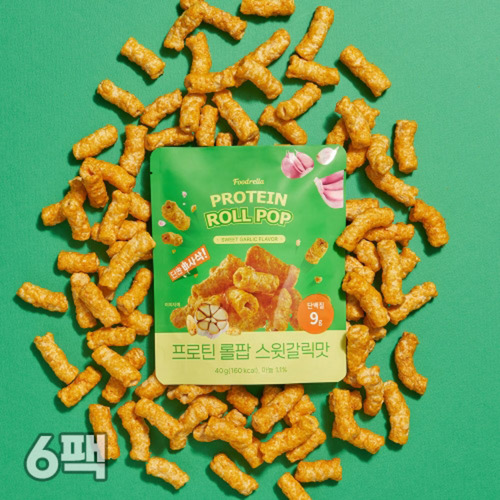 [푸드렐라] 프로틴 롤팝 스윗 갈릭 40g x 6팩