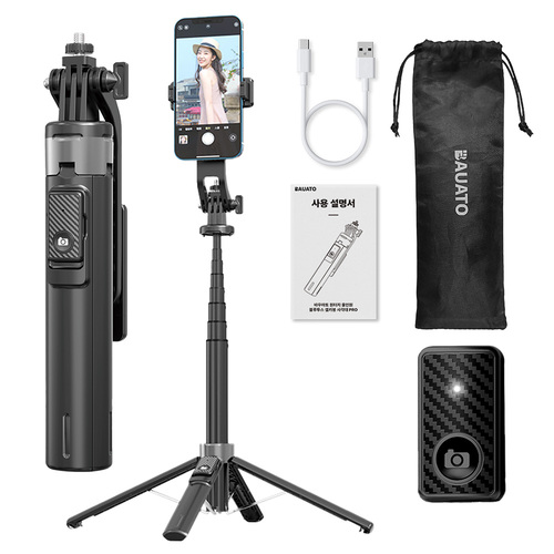 [셀카봉+액션캠+사각대 가능] 바우아토 블루투스 리모콘 셀카봉 140cm D-B-0373 (2종 택1)