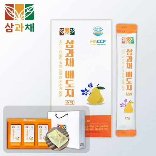 삼과채 배도지스틱 12g x 15포 x 3박스 (총 45포) /싸바리 겉박스 쇼핑백포함