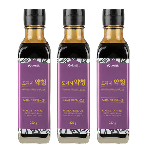 [황초원] 도라지 100% 도라지 약청 220g X 3병 (선물포장무료제공)