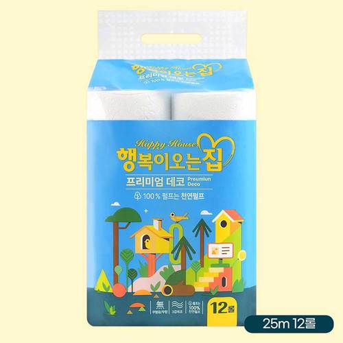 (스티커부착불가)행복이오는집 3겹화장지25M×12롤