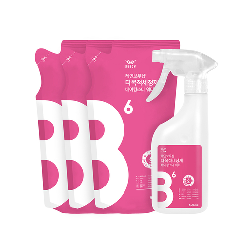 [레인보우샵]다목적세정제 베이킹소다 워터 500ml 리필 세트(본품500mlx1+리필500mlx3)