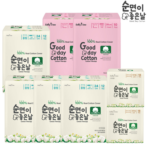 샐리의 법칙 순면이좋은날 중형12p 4팩+대형10p 2팩+롱라이너18p 2팩