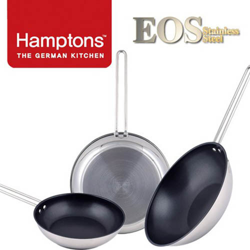 [Hamptons]독일 햄튼 EOS 스텐 인덕션 겸용 후라이팬 3종-(원형팬22cm+원형팬26cm+궁중팬28cm)