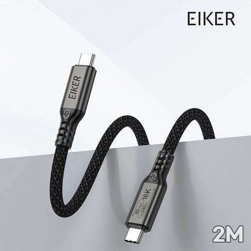 EIKER 썬더볼트5 CtoC 케이블 240W PD 초고속충전 80Gbps 16K 영상출력 2M