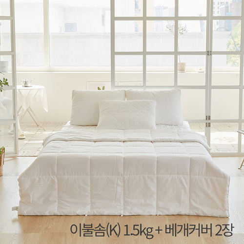 (홈쇼핑히트상품) [라뽐므] 사계절용 라울 60수 100% 호주산 천연양모 이불솜(K) 1.5kg + 베개커버 2장