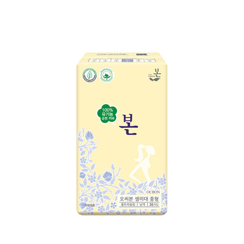 유기농본 생리대 중형26P / 텍사스산 100% 유기농 순면