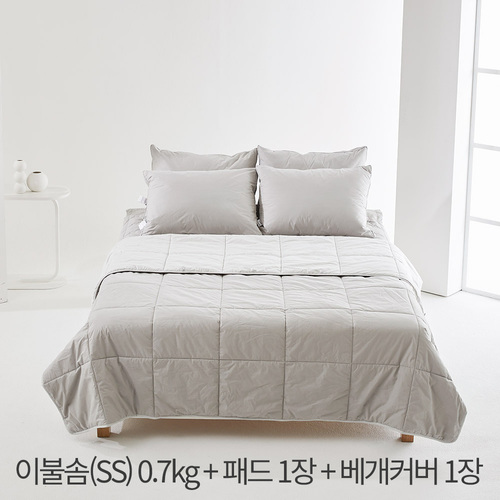 (홈쇼핑히트상품) [라뽐므] 간절기용 투월런 40수 100% 호주산 천연양모 이불솜(SS) 0.7kg + 패드 1장 + 베개커버 1장